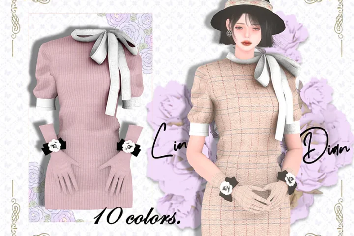LIN-DIAN French suit and bow gloves
