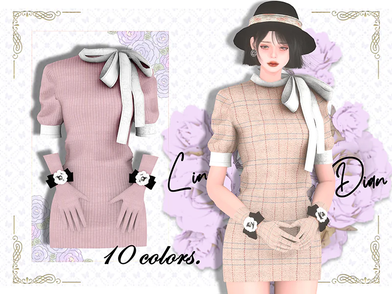 LIN-DIAN French suit and bow gloves