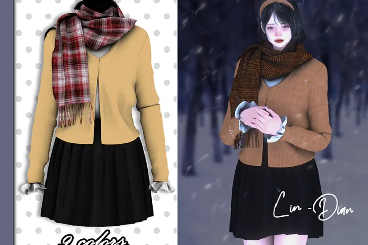 LIN-DIAN Sweater coat and scarf