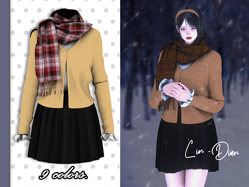 LIN-DIAN Sweater coat and scarf