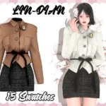 LIN-DIAN_Bow belt suit skirt