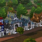 Medieval Old Town Hood Deco Houses - Baths Set