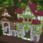 Medieval Old Town Hood Deco Houses - Baths Set