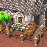 Medieval Old Town Hood Deco Houses - Theatre Set