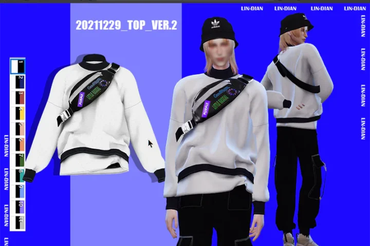 LIN-DIAN Men's sweatshirt tops and slip pockets