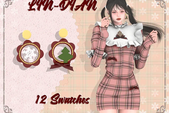 LIN-DIAN_Floral Christmas Earrings