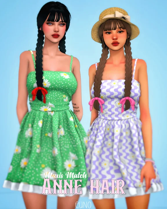 euno Anne Hair – Maxis Match Braided Pigtails