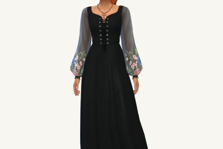 Sheer Dark Florals Dress