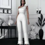 Princess of XI - Draped Shoulder Jumpsuit