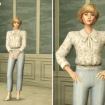 Princess Of...VII - Retro Shoulder Blouse & Chiffon Belted Pants Set