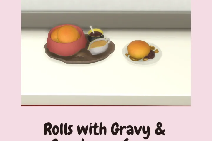 Rolls with Gravy & Cranberry Sauce