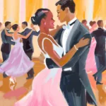Dancing couple oil painting