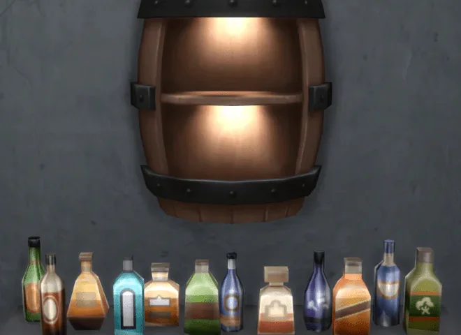 Happy Juice Shelf & Bottles
