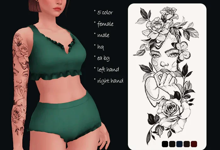 fIower girl female tattoo