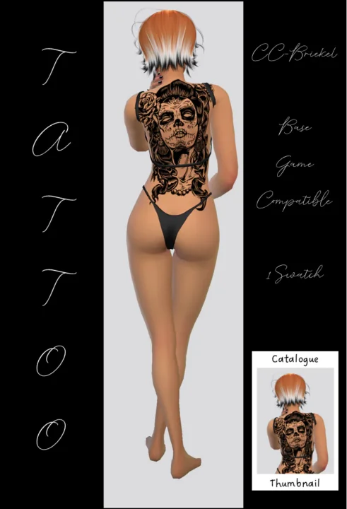 Sugar Skull Girl Back Tattoo
