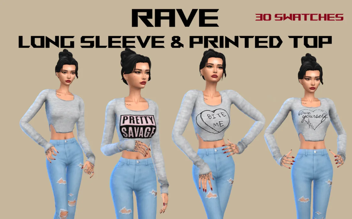 RAVE LONG SLEEVE & PRINTED TOP 2