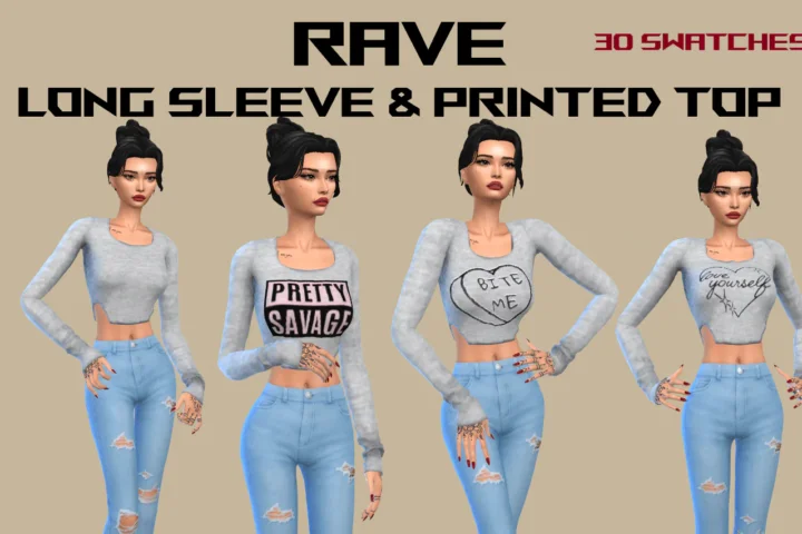 RAVE LONG SLEEVE & PRINTED TOP 2