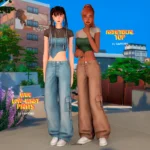 Denim Collection - Wide Low-Waist Pants