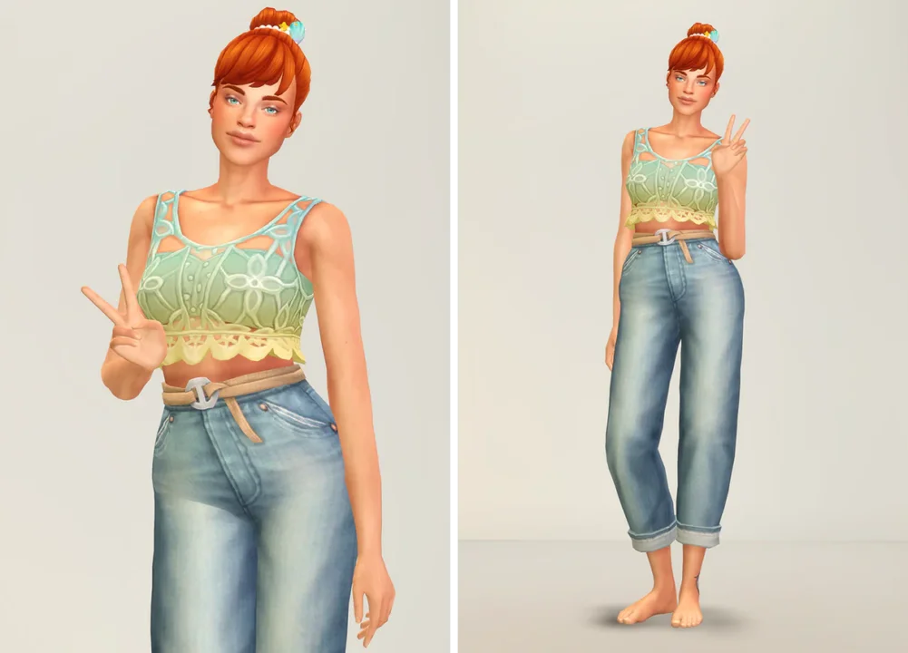 Seashell Wavvve II - Sleeveless Top & Jeans Set