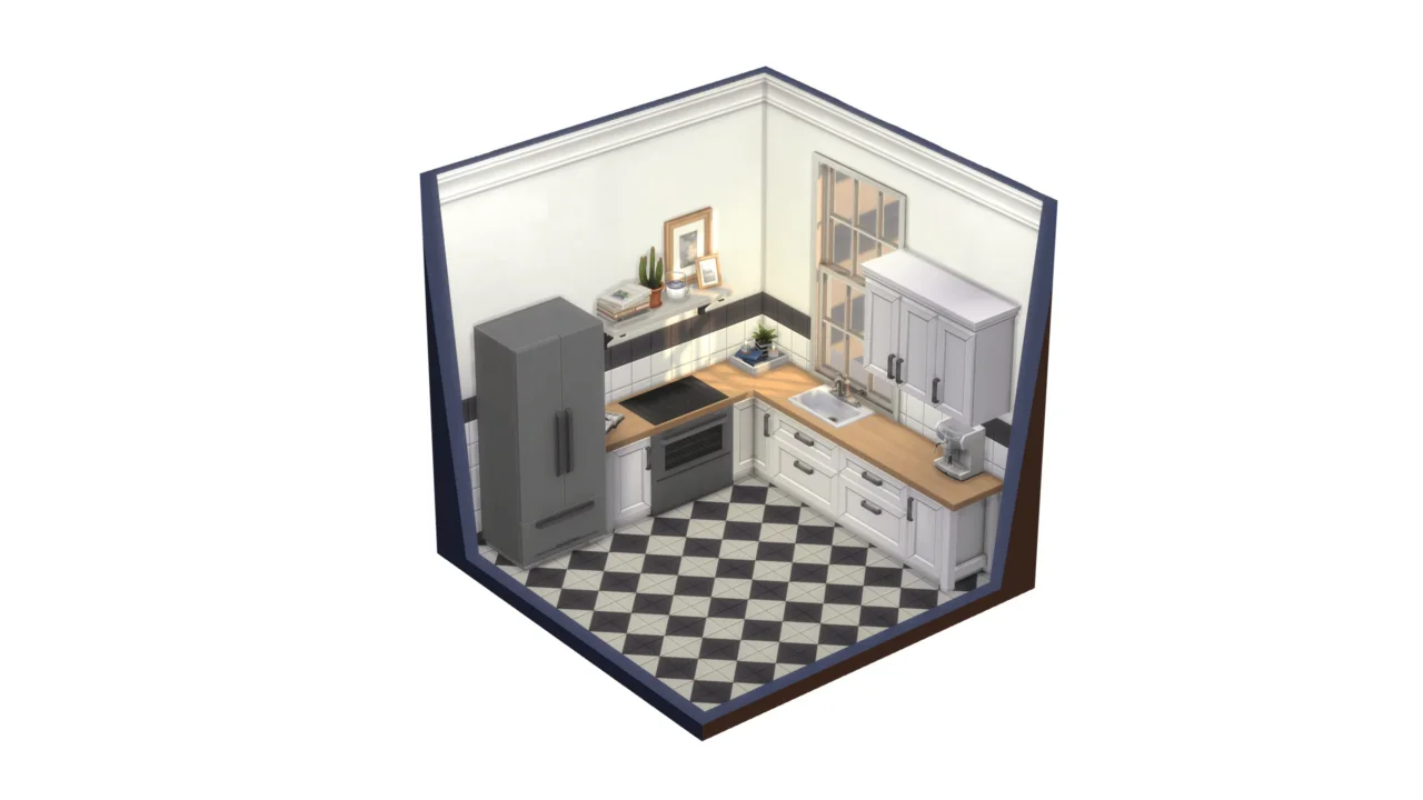 CHALK pt.2 - floor tiles and wallpaper - kitchen set - by charly pancakes