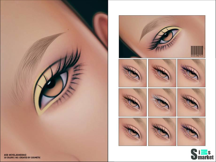 2D ресницы "Maxis Match 2D Eyelashes N43" для Симс 4 для Симс 4. Скачать мод