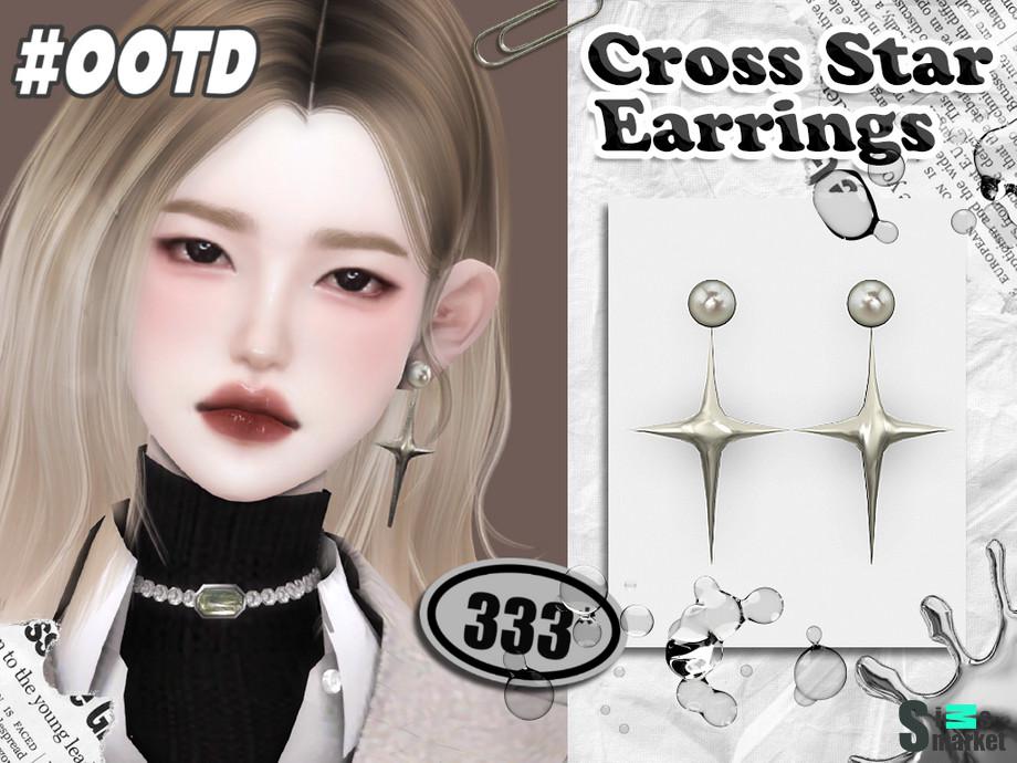 333-Cross Star Earrings-для Симс 4 для Симс 4. Скачать мод