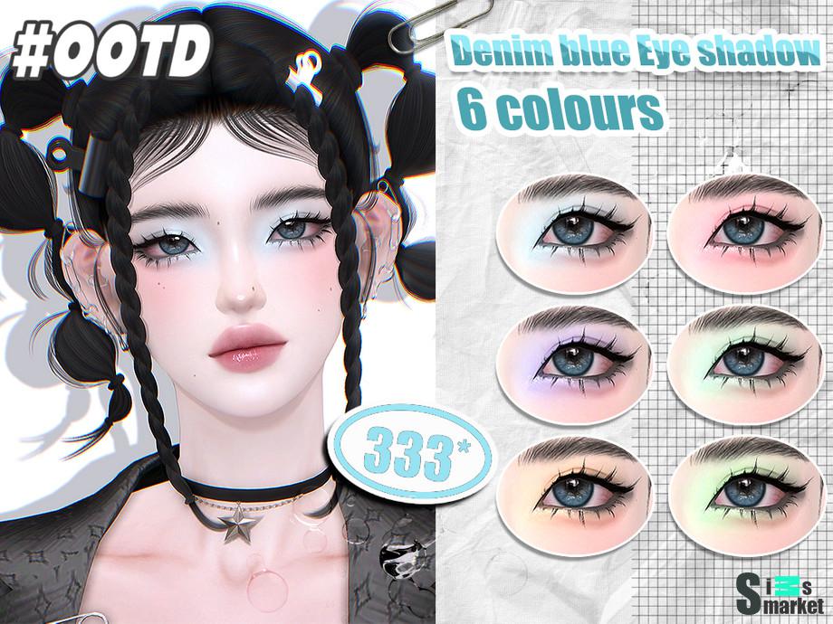 333-Denim blue Eye shadow - для Симс 4 для Симс 4. Скачать мод