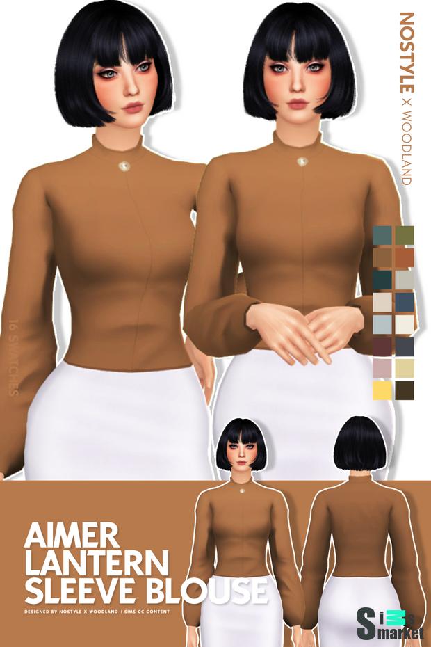 Aimer Lantern sleeve blouse для Симс 4. Скачать мод