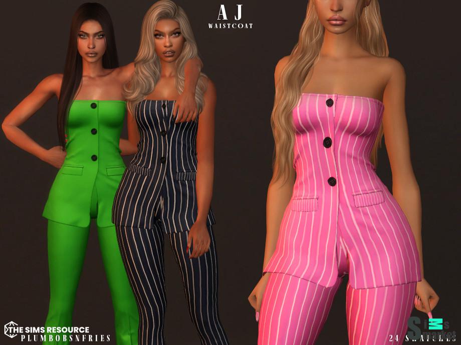 AJ waistcoat by Plumbobs n Fries (TOP) для Симс 4. Скачать мод