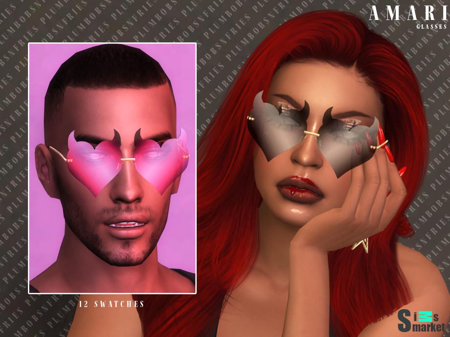 AMARI | glassess by Plumbobs n Fries  для Симс 4. Скачать мод