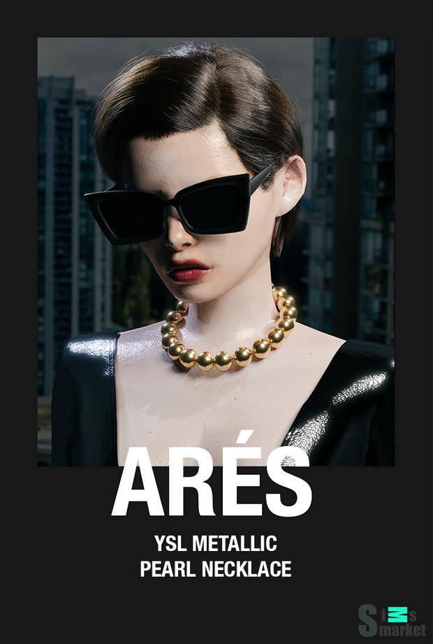 [ARES] YSL Metallic Pearl Necklace для Симс 4. Скачать мод