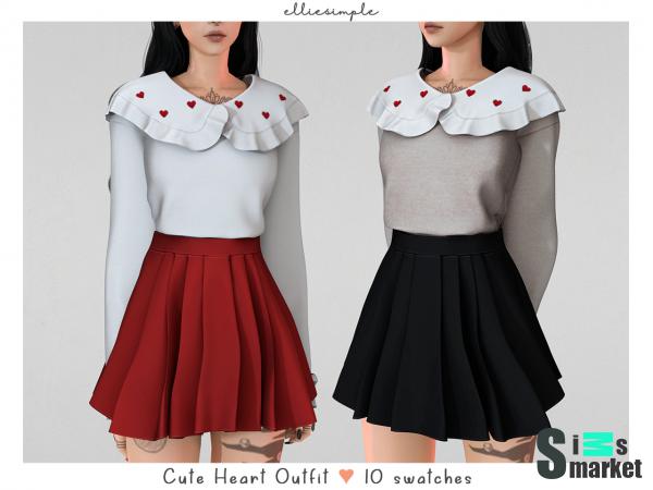 Аутфит cute heart by elliesimple для Симс 4. Скачать мод