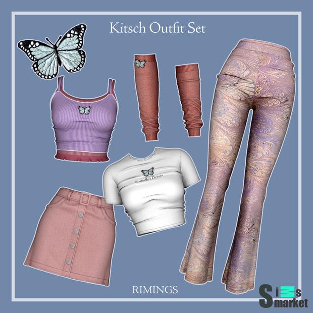 Аутфит kitsch by [rimings] для Симс 4. Скачать мод