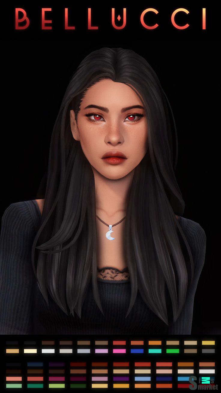 Bellucchi hair by SIMANDY для Симс 4. Скачать мод