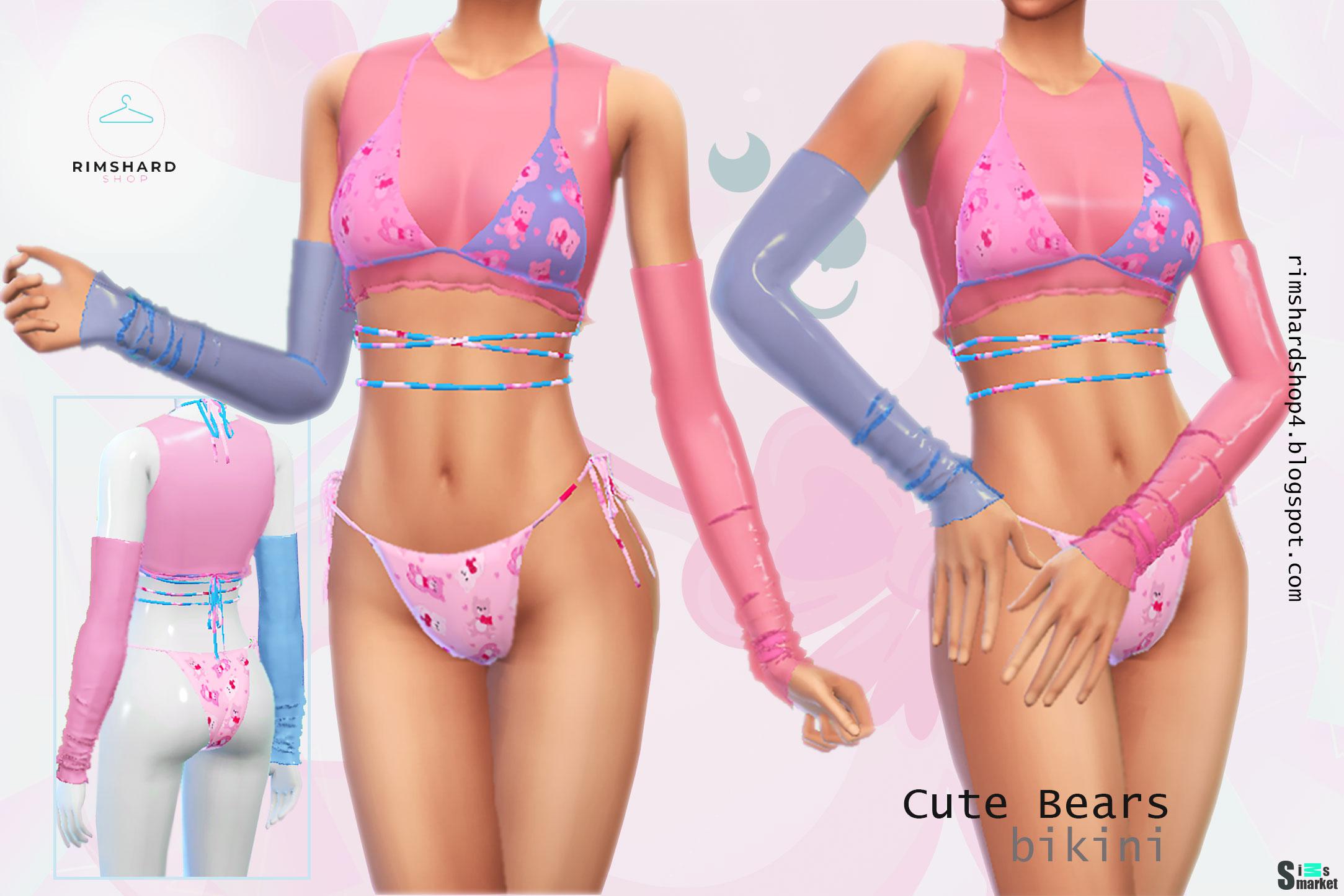 Бикини с милыми медведями для Симс 4. Скачать мод