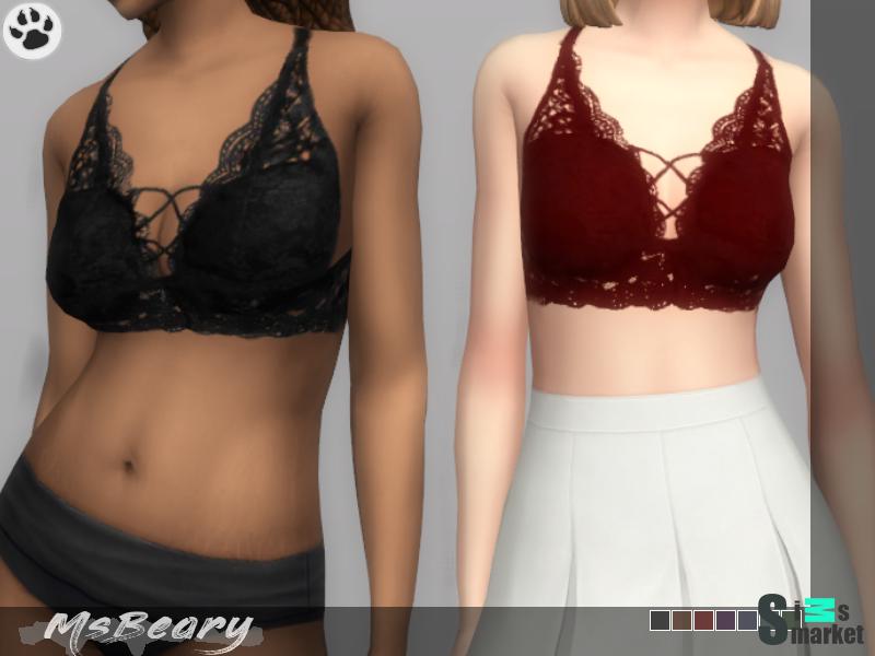 Бюстгальтер Lace by MsBeary для Симс 4. Скачать мод