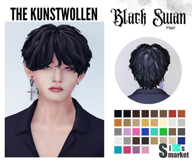Black Swan hair (remade) для Симс 4. Скачать мод
