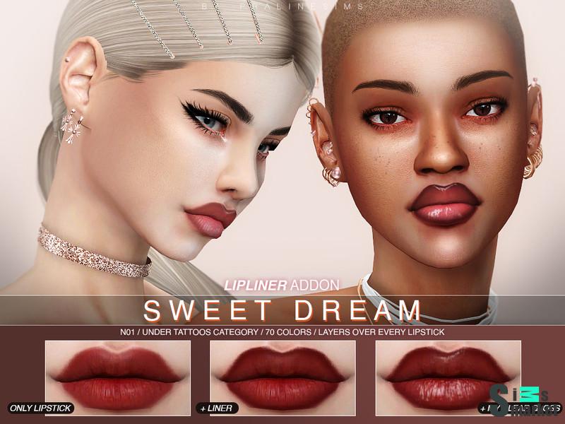 Блеск для губ Sweet Dream от pralinesims для Симс 4. Скачать мод