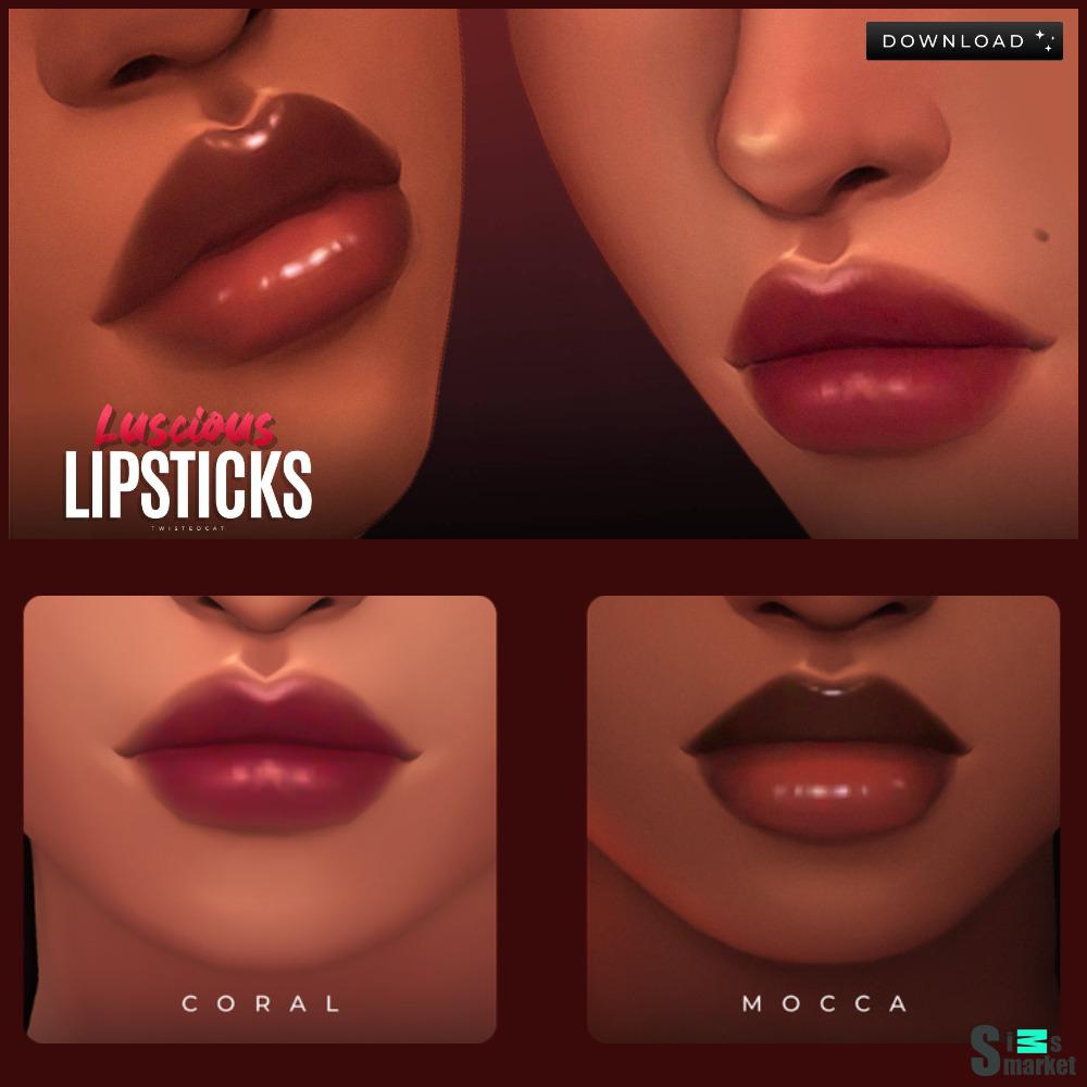 Блеск и помада для губ "Luscious Lipsticks" для Симс 4 для Симс 4. Скачать мод