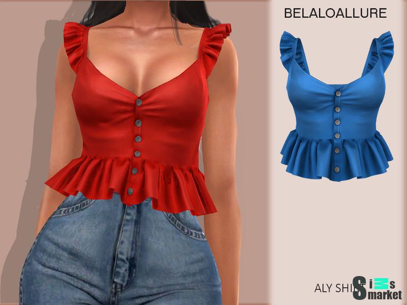 Блузка Aly от belloallure  для Симс 4. Скачать мод
