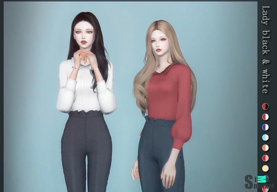 Блузка black and white by Arltos для Симс 4. Скачать мод