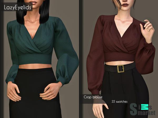 Блузка crop by lazyeyelids для Симс 4. Скачать мод