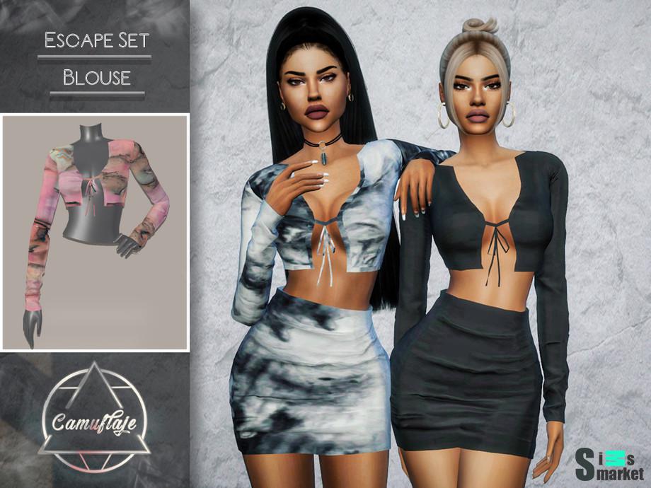 Блузка Escape by Camuflaje для Симс 4. Скачать мод