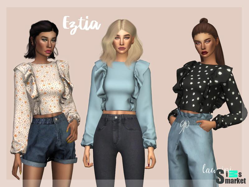 Блузка Eztia by laupipi для Симс 4. Скачать мод