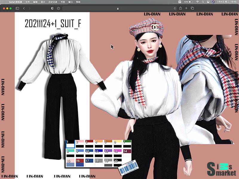 Блузка и брюки by LIN_DIAN для Симс 4. Скачать мод