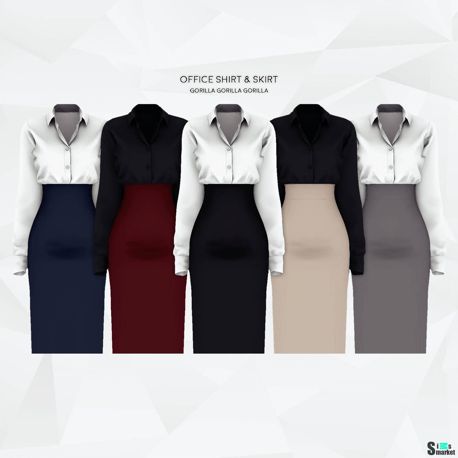 Блузка и юбка "Office Shirt & Skirt" для Симс 4 для Симс 4. Скачать мод
