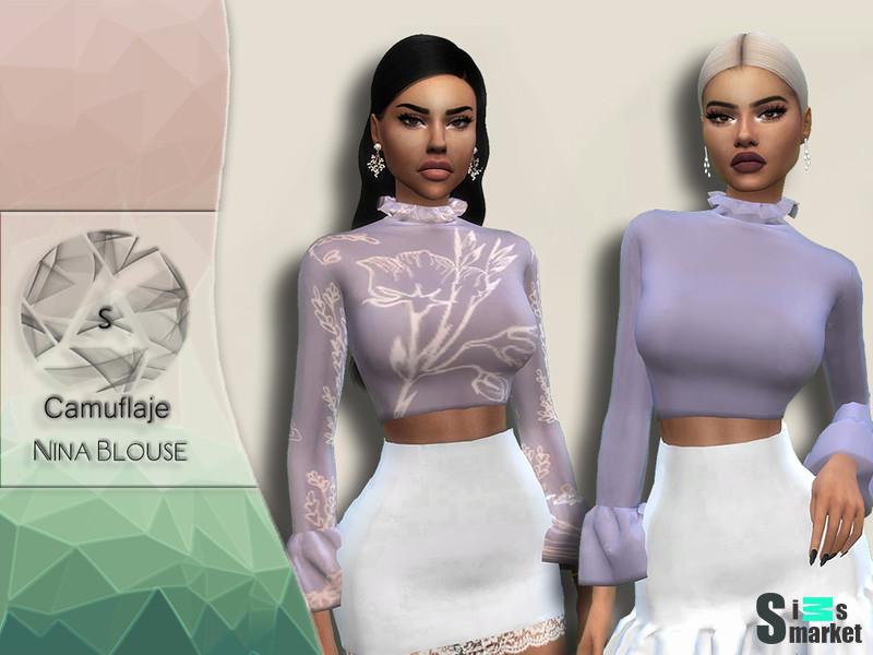 Блузка Nina by Camuflaje для Симс 4. Скачать мод