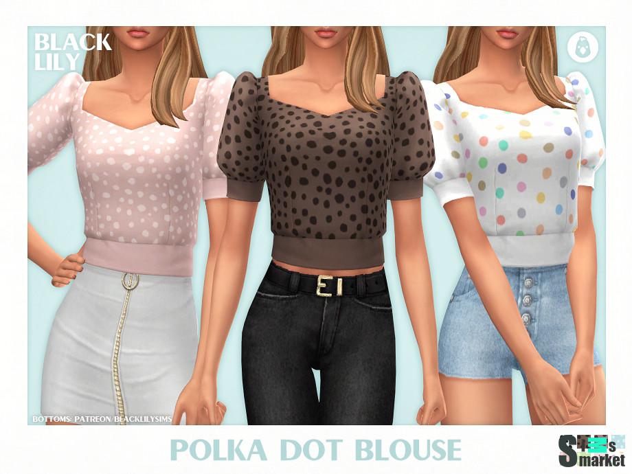 Блузка Polka by Black Lily для Симс 4. Скачать мод