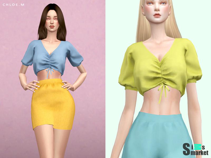 Блузка Pure Color от ChloeMMM для Симс 4. Скачать мод