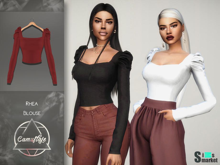 Блузка Rhea by Camuflaje для Симс 4. Скачать мод